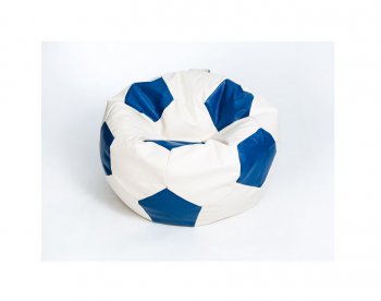 Кресло-мешок Мяч большой Экокожа бело-синее в Верхней Пышме - verhnyaya-pyshma.mebel-74.com | фото