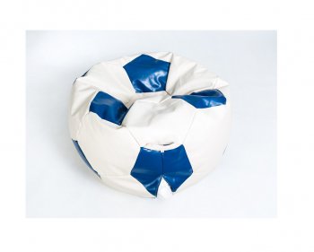 Кресло-мешок Мяч большой Экокожа бело-синее в Верхней Пышме - verhnyaya-pyshma.mebel-74.com | фото