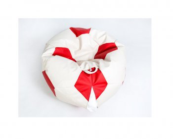Кресло-мешок Мяч большой Экокожа бело-красное в Верхней Пышме - verhnyaya-pyshma.mebel-74.com | фото
