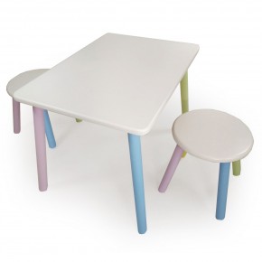 Детский комплект стол и два табурета круглых  (Белый, Белый, Цветной) в Верхней Пышме - verhnyaya-pyshma.mebel-74.com | фото