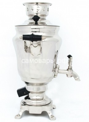 Электрический самовар из латуни никелированный на 1,5 литра форма "Тюльпан" с защитой от выкипания в Верхней Пышме - verhnyaya-pyshma.mebel-74.com | фото