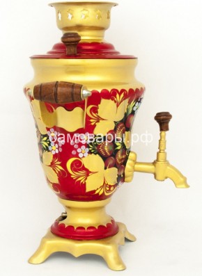 Электрический самовар "Тюльпан" 1,5 литра с росписью "Хохлома на красном" в Верхней Пышме - verhnyaya-pyshma.mebel-74.com | фото