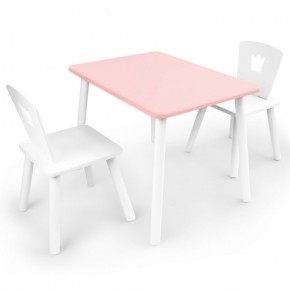 Комплект детской мебели стол и два стула Корона  (Розовый/Белый/Белый) в Верхней Пышме - verhnyaya-pyshma.mebel-74.com | фото