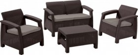 Комплект мебели Корфу сет (Corfu set) коричневый - серо-бежевый * в Верхней Пышме - verhnyaya-pyshma.mebel-74.com | фото
