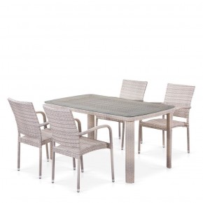 Комплект плетеной мебели T256C/Y376C-W85 Latte (4+1) + подушки на стульях в Верхней Пышме - verhnyaya-pyshma.mebel-74.com | фото