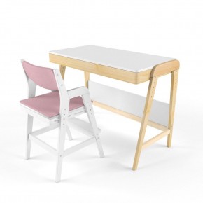 Комплект растущий стол и стул с чехлом 38 попугаев «Вуди» (Белый, Белый, Розовый) в Верхней Пышме - verhnyaya-pyshma.mebel-74.com | фото