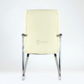 Кресло Barneo K-25 для посетителей и переговорных (хром, бежевая экокожа) в Верхней Пышме - verhnyaya-pyshma.mebel-74.com | фото