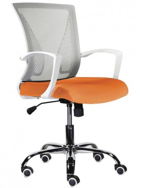 Кресло BRABIX "Wings MG-306", пластик белый, хром, сетка, серое/оранжевое, 532011 в Верхней Пышме - verhnyaya-pyshma.mebel-74.com | фото
