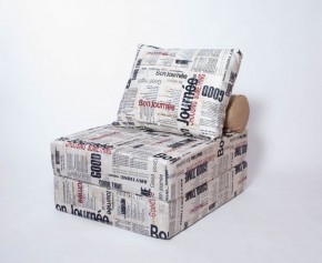 Кресло-кровать-пуф бескаркасное Прайм (Газета) в Верхней Пышме - verhnyaya-pyshma.mebel-74.com | фото