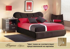 Кровать 1400 Феодосия со стразами в к/з "Классик 307 коричневый" серия Норма (+основание на опорах) в Верхней Пышме - verhnyaya-pyshma.mebel-74.com | фото
