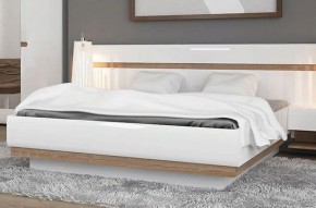 Кровать 160/TYP 94-01 с подъемником, LINATE ,цвет белый/сонома трюфель в Верхней Пышме - verhnyaya-pyshma.mebel-74.com | фото