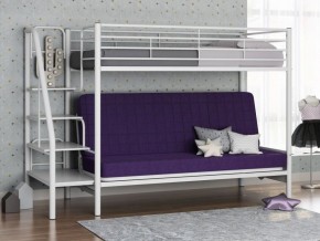 Кровать двухъярусная с диваном "Мадлен-3" (Белый/Фиолетовы) в Верхней Пышме - verhnyaya-pyshma.mebel-74.com | фото