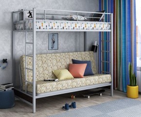 Кровать двухъярусная с диваном "Мадлен" (Серый/Фиолетовый) в Верхней Пышме - verhnyaya-pyshma.mebel-74.com | фото