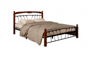 Кровать "Муза 1" КМД10 Черная (1600*2000) (ножки-махагон) с коваными изделиями в Верхней Пышме - verhnyaya-pyshma.mebel-74.com | фото