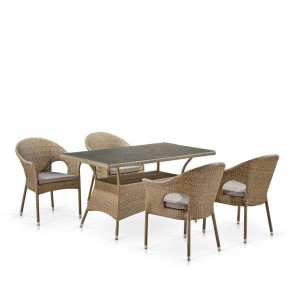 Обеденный комплект плетеной мебели T198B/Y79B-W56 Light Brown (4+1) в Верхней Пышме - verhnyaya-pyshma.mebel-74.com | фото