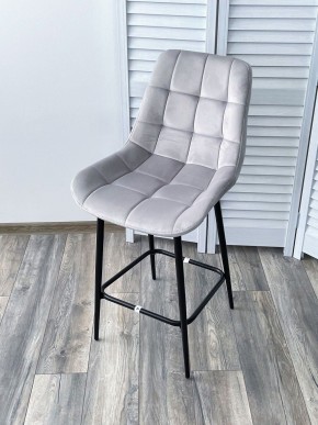 Полубарный стул ХОФМАН, цвет H-09 Светло-серый, велюр / черный каркас H=63cm М-City в Верхней Пышме - verhnyaya-pyshma.mebel-74.com | фото