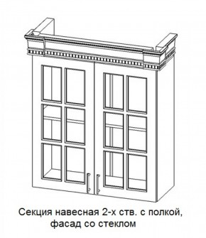 Секция навесная 2-х ств. с полкой "Верона", фасад со стеклом (800) в Верхней Пышме - verhnyaya-pyshma.mebel-74.com | фото