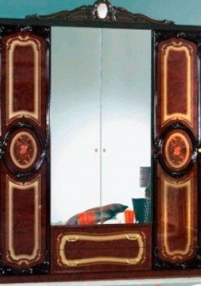 Шкаф 4-х дверный с зеркалами (01.144) Роза (могано) в Верхней Пышме - verhnyaya-pyshma.mebel-74.com | фото