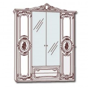 Шкаф 4-х дверный с зеркалами (01.144) Роза (могано) в Верхней Пышме - verhnyaya-pyshma.mebel-74.com | фото