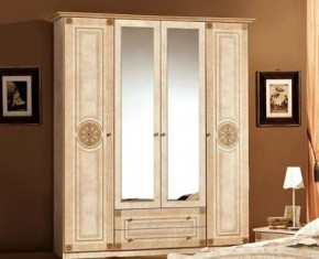 Шкаф 4-х дверный с зеркалами (02.144) Рома (беж) в Верхней Пышме - verhnyaya-pyshma.mebel-74.com | фото