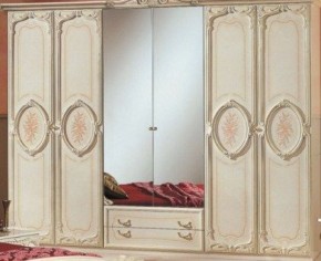 Шкаф 6-и дверный с зеркалами (01.146) Роза (беж) в Верхней Пышме - verhnyaya-pyshma.mebel-74.com | фото