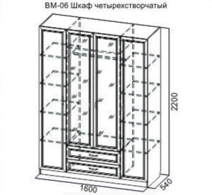 Шкаф четырехстворчатый Вега ВМ-06 в Верхней Пышме - verhnyaya-pyshma.mebel-74.com | фото