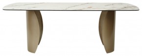 Стол BRONTE 220 KL-188 Контрастный мрамор матовый, итальянская керамика/ Шампань, ®DISAUR в Верхней Пышме - verhnyaya-pyshma.mebel-74.com | фото