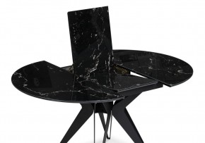 Стол стеклянный Рикла 110(150)х110х76 черный мрамор / черный в Верхней Пышме - verhnyaya-pyshma.mebel-74.com | фото